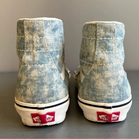 Vans SK8-Hi Tapered Denim Destroy Sneakers Women 7 Unisex Lace Up Retro Classic - Picture 8 of 13